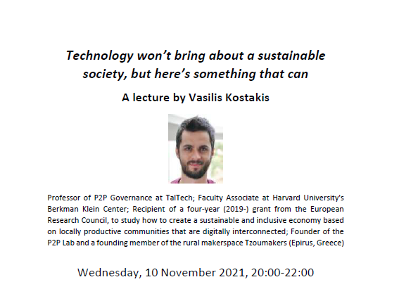 Online lecture by Vasilis Kostakis